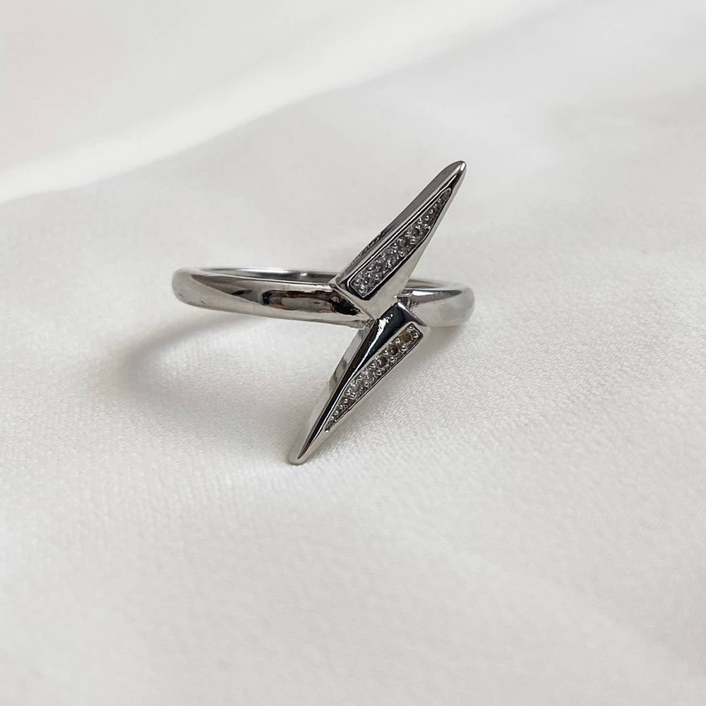 VTG Silver Lightening Bolt CZ Diamond Ring